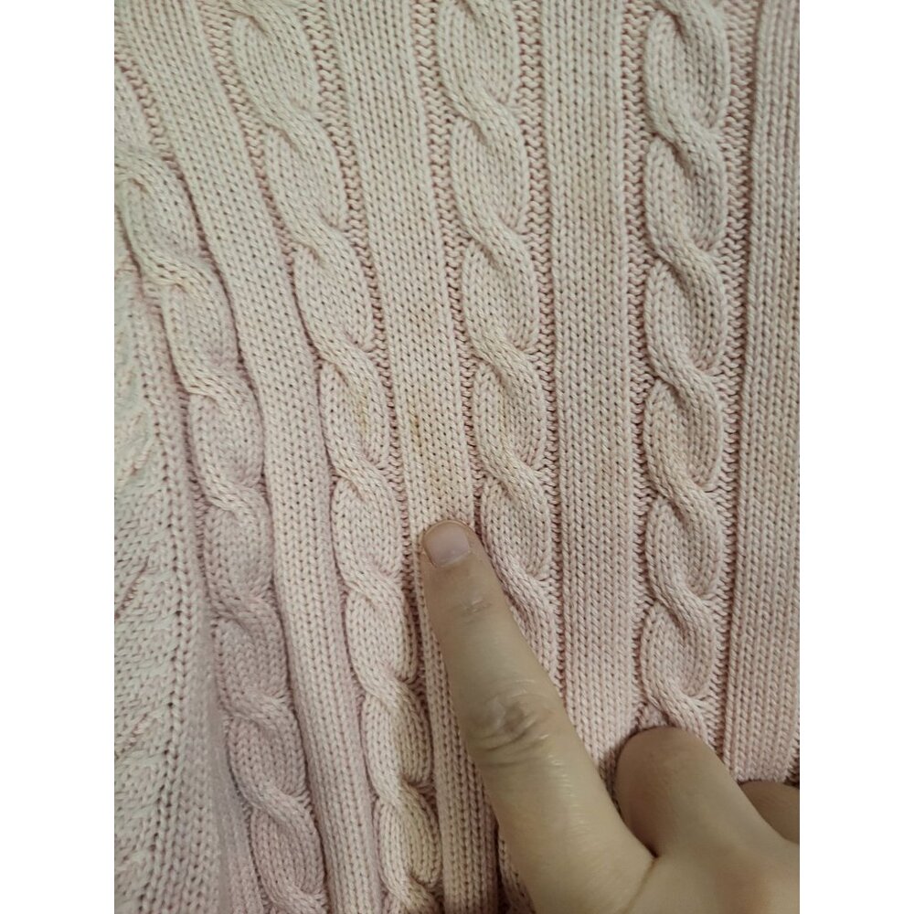 Lauren Ralph Lauren Womens L Cable Knit Old Money Sweater Preppy Academia Pink - Picture 5 of 10